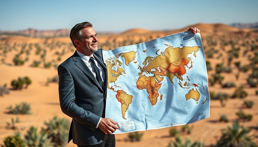 Man displaying geographical map in Israeli West Bank landscape.