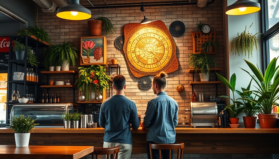 Modern San Francisco cafe interior with two staff at counter
