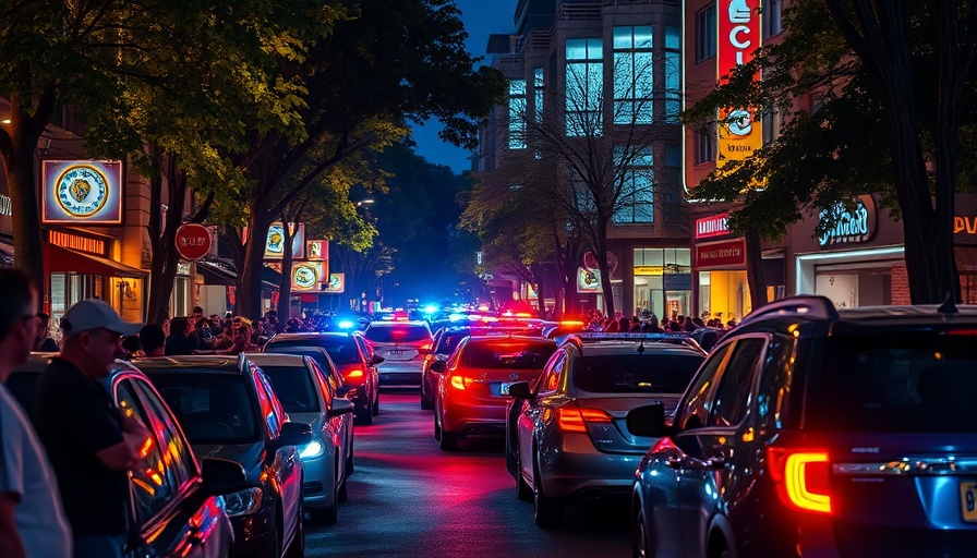 Alameda County sideshow scene with cars and spectators at night.