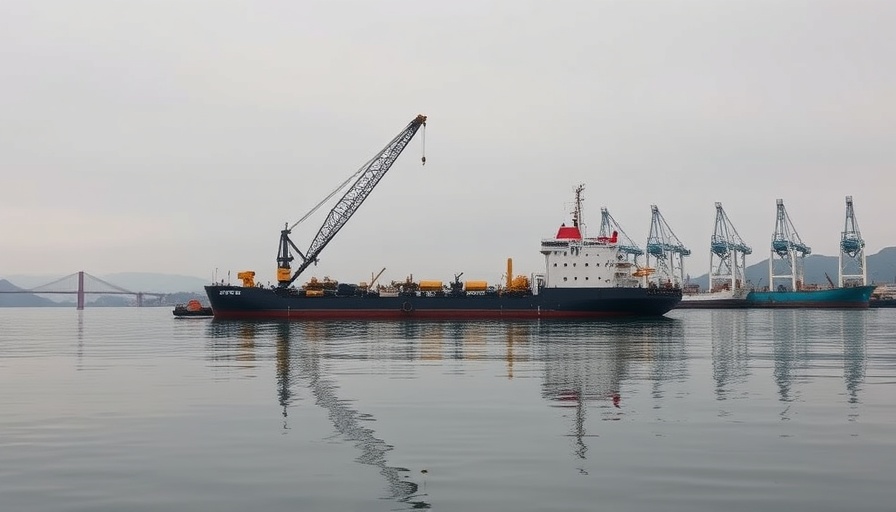 San Francisco local news: industrial barge with crane in the bay.