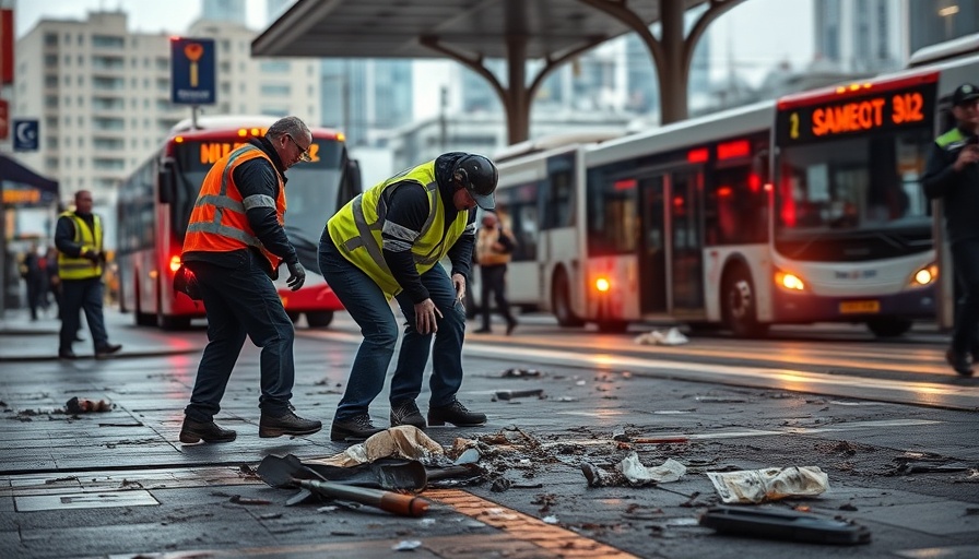 Jerusalem bus station incident investigation scene.