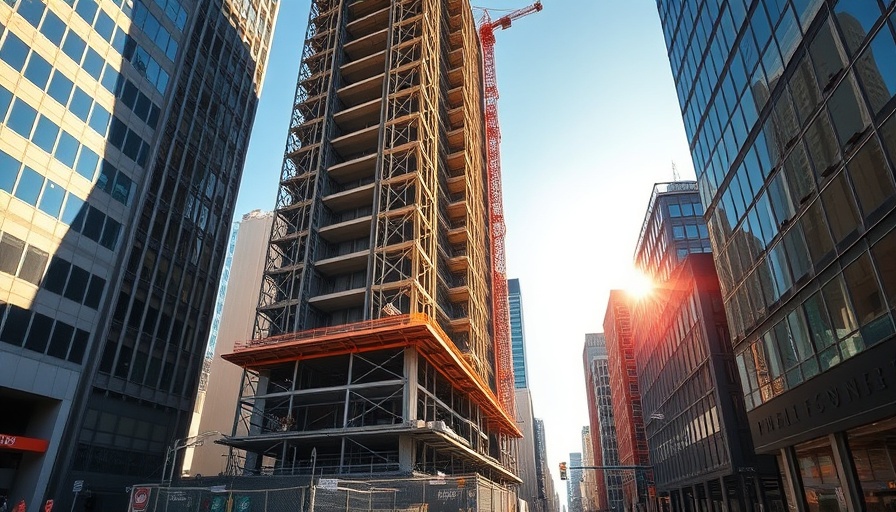 Oceanwide Tower construction site in San Francisco surrounded by skyscrapers.