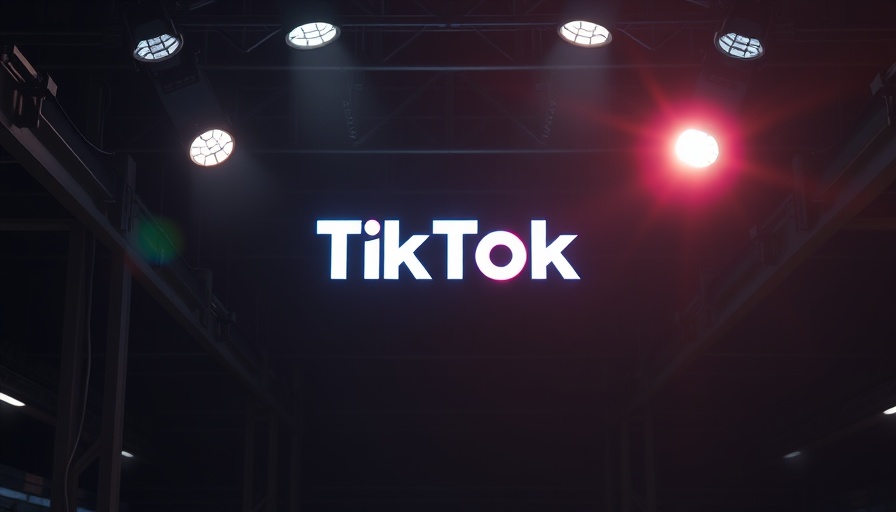 TikTok logo glowing against a dark industrial background.