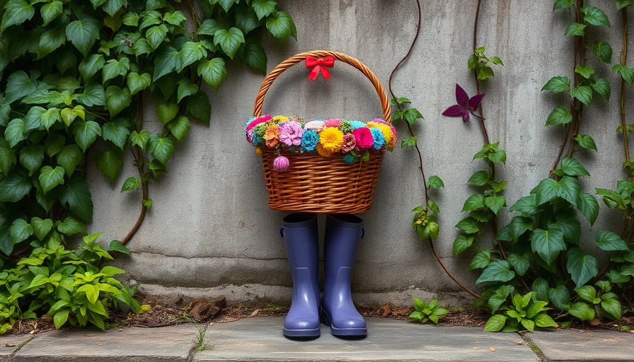 Whimsical art installation with wicker and boots in San Francisco.