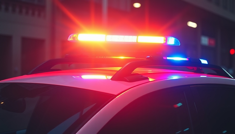 Police car with vibrant flashing lights indicating urgency in San Jose.