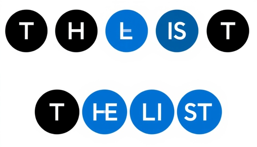 The List logo with black and blue circles spelling out letters.
