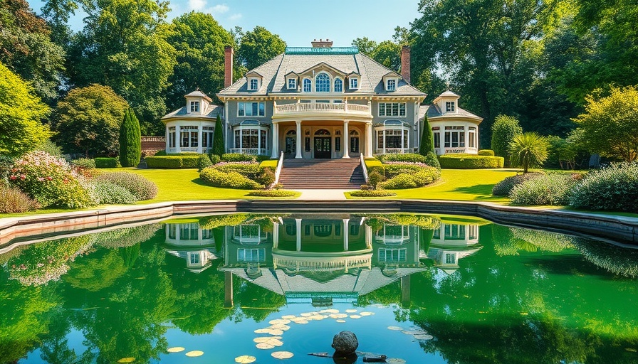 Grand estate mansion with symmetrical garden reflecting Bay Area real estate sales.