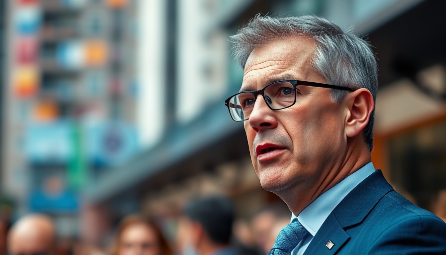 Middle-aged man in blue suit discussing political violence in America.