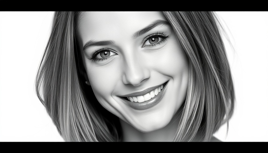 Portrait of smiling woman in grayscale, related to Trump shift stance on Ukraine.