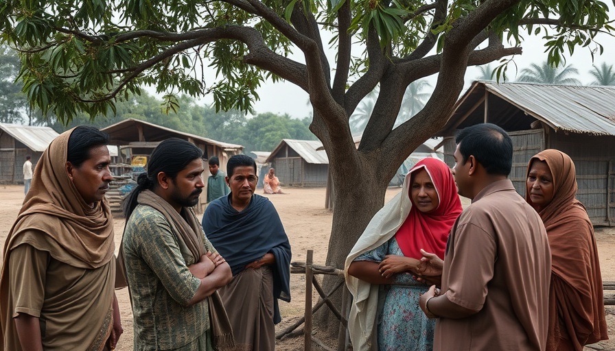Rohingya refugees showing concern in refugee camp at UN meeting