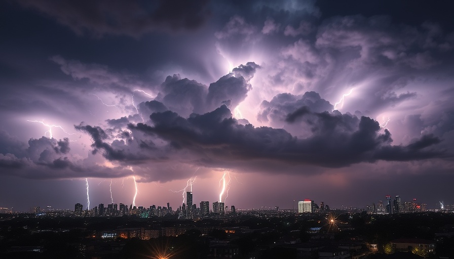 Bay Area lightning illuminates night sky, cityscape view.