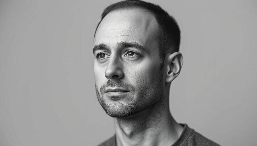 Grayscale portrait of a man against a plain background.