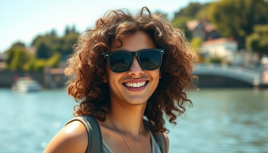 Young person smiling in sunglasses by river, Zizians cult Vermont