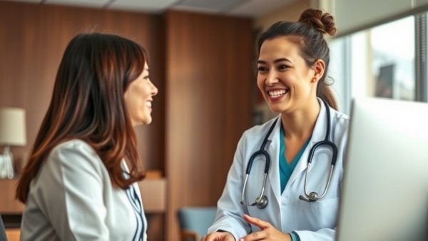 Doctor consulting patient on GLP-1 medications for obesity in office.