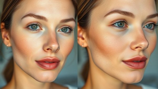Before and after collage of a woman's skin, showcasing the effects of a skin hydration bundle.