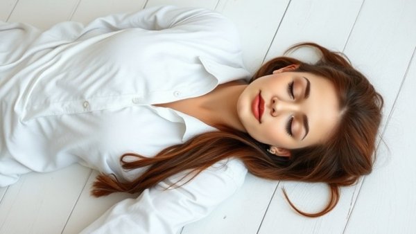 Serene woman on white floor, reflective pose, IBS and Parkinson's disease link.