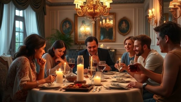 Social connections impact your diet: cozy dinner gathering with friends.