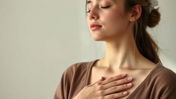 Young woman practicing breathwork emotional release, eyes closed, serene.