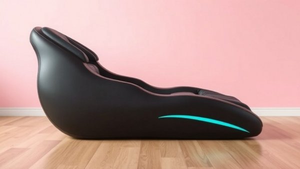 Ergonomic at-home massage device for back pain on wooden floor.