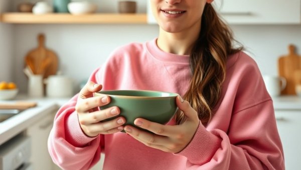 Optimal Digestion Meal Timing with person savoring food in kitchen.