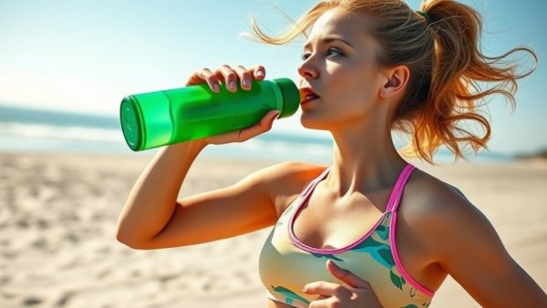 Athletic woman outdoors drinking, promoting Vitamin D benefits.