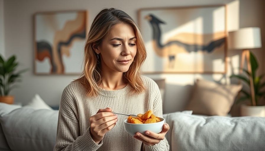 Foods to Treat Low Blood Sugar solution displayed by woman.