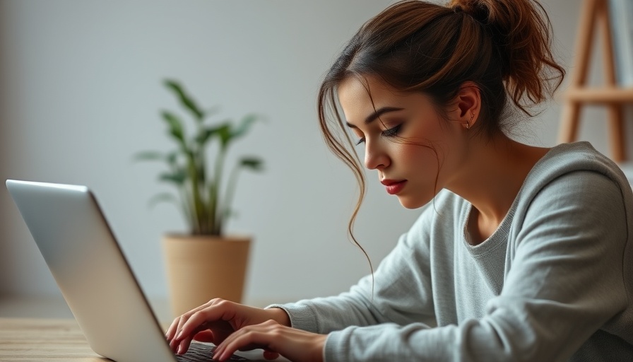 Woman using laptop with focus for productivity enhancement