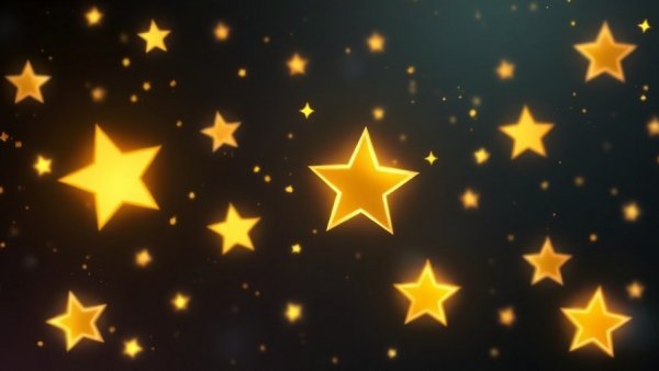 Stylized glowing stars sparkling in dark night sky