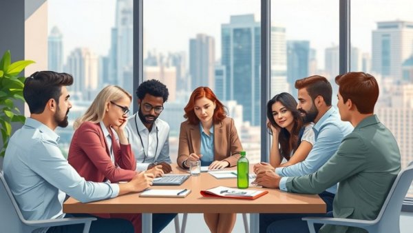 Values-first hiring: diverse team in modern meeting room.