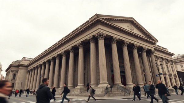 Neoclassical building impacting H-1B visa fee on urban employers.