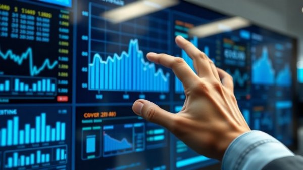 Hand pointing at screen with declining tech hiring data.