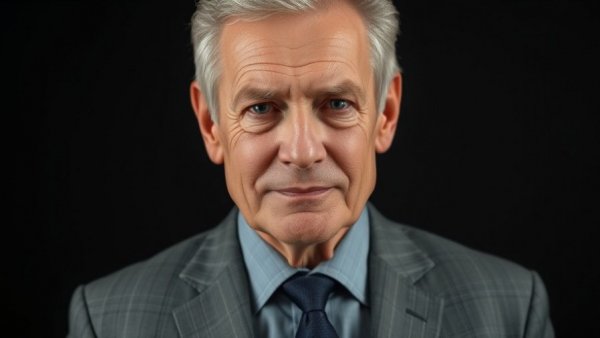 Older man in gray suit, confident expression, Zodiac Signs and Business Success.