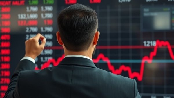 Man worried about stock market trends, influence on investments.