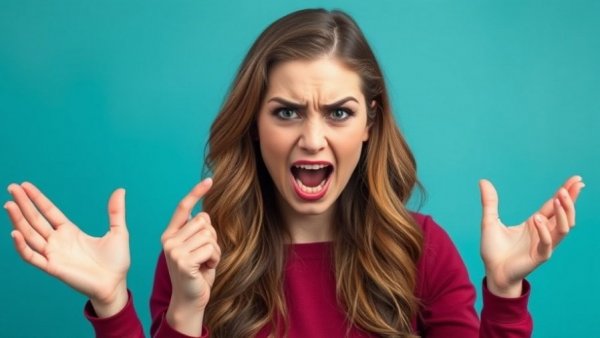 Young woman expressing anger, relevant for 'gemstones for anger management'.