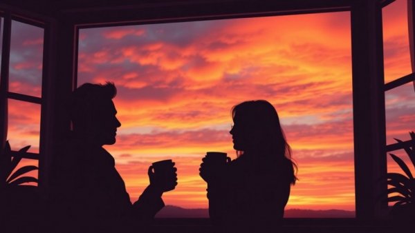Finding joy in everyday life: Silhouetted couple enjoying a sunset.