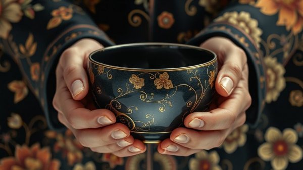 Intricate kintsugi bowl held by hands symbolizing 'Your Scars Are Valuable'.