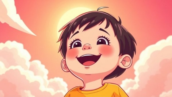 Joyful child smiling at the sun, embodying positive affirmations for children.