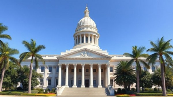Compliance complexity for employers symbolized by a grand government building.
