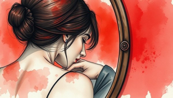 Introspective artwork of a highly sensitive person reflecting in a mirror.