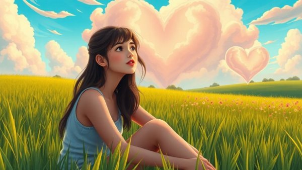 Young woman in nature, shifting self-judgment to self-compassion.