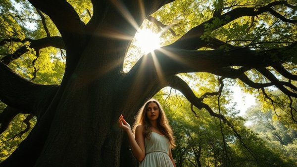 Woman in nature embracing sunlight, power of nature to improve focus.