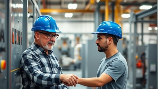 Older man mentors young worker on Gen Z workplace needs
