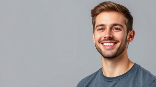 Confident young man smiling in a professional studio portrait.