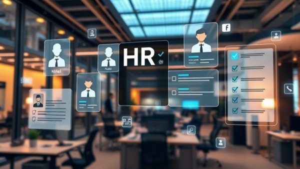Agentic AI in HR concept with digital HR interface.