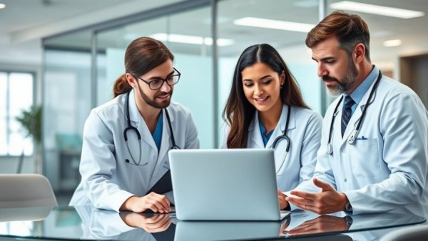 Medical team exploring HR software for hospitals in 2026, engaged discussion.