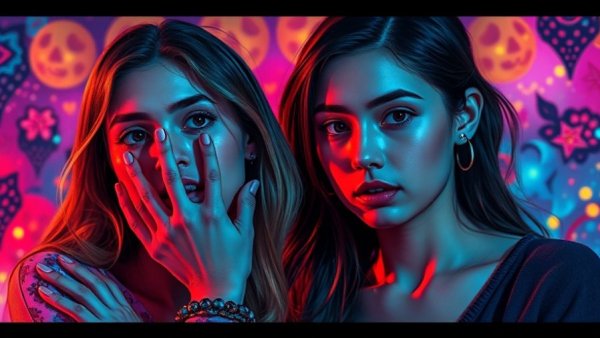 Illustration of empathy over gossip, whispering scene