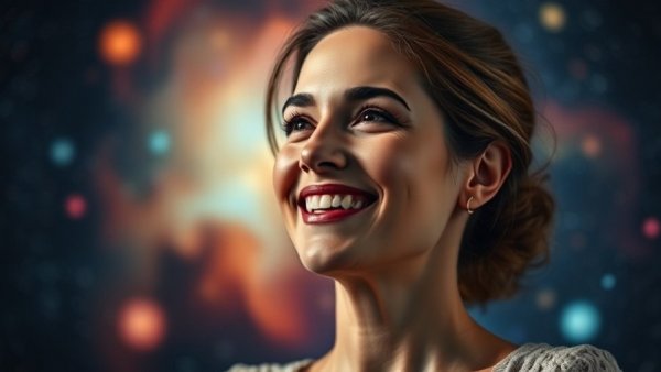 Astrology Forecast 2026 speaker in cosmic-themed setting, smiling.