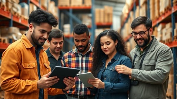 Modern HR software in use by warehouse frontline workers