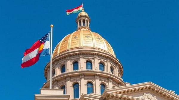 Colorado State Capitol and flags symbolize new AI law 2027.