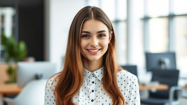 Professional woman smiling indoors, EEOC strategic enforcement plan theme.